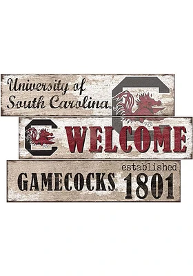 South Carolina Gamecocks Welcome 3 Plank Sign - Red
