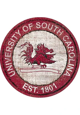 South Carolina Gamecocks Round Heritage Logo Sign - Red