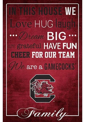 South Carolina Gamecocks In This House 17x26 Sign - Red