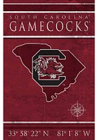 South Carolina Gamecocks Coordinates 17x26 Sign - Red