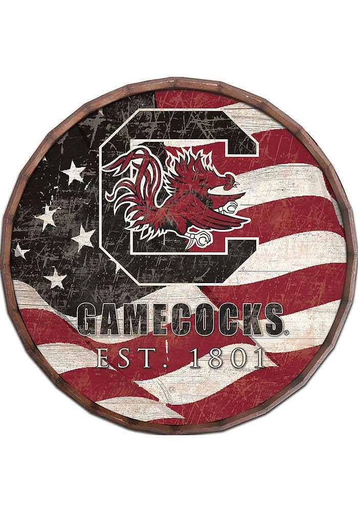 South Carolina Gamecocks Flag 24 Inch Barrel Top Sign - Red