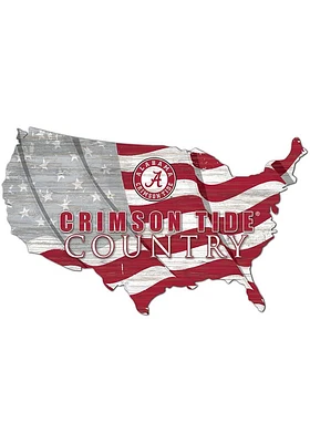 Alabama Crimson Tide USA Shape Flag Cutout Sign - Red