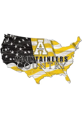 Appalachian State Mountaineers USA Shape Flag Cutout Sign - Black