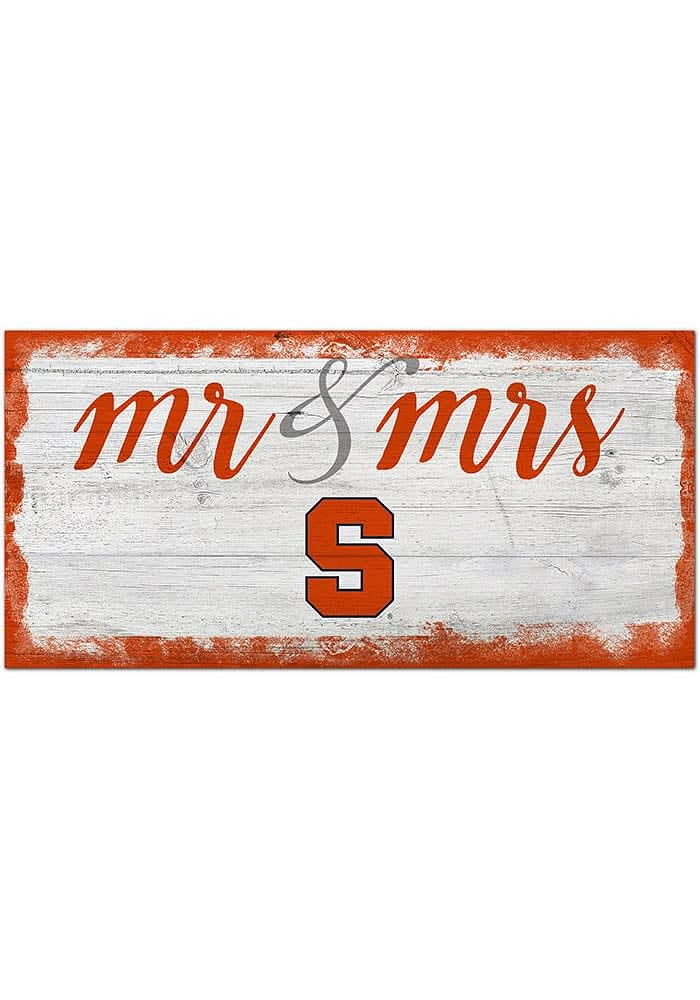 Syracuse Orange Script Mr and Mrs Sign - Orange