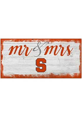 Syracuse Orange Script Mr and Mrs Sign - Orange
