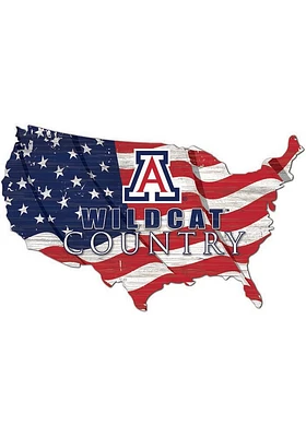 Arizona Wildcats USA Shape Flag Cutout Sign - Red