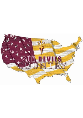 Arizona State Sun Devils USA Shape Flag Cutout Sign - Red