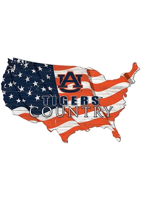 Auburn Tigers USA Shape Flag Cutout Sign - Orange