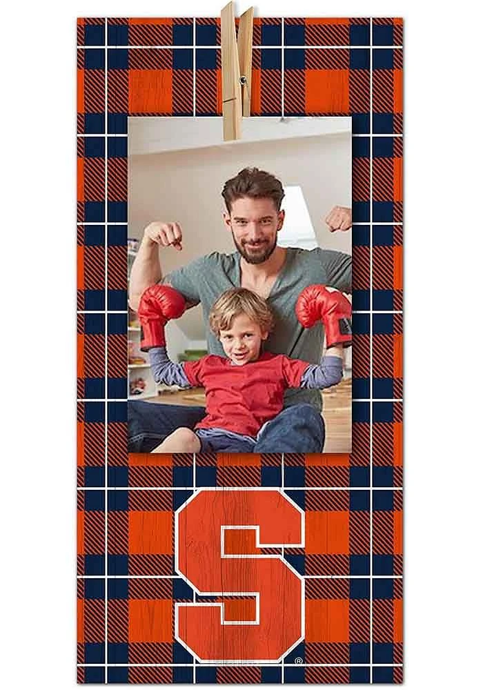 Syracuse Orange Plaid Clothespin Sign - Orange
