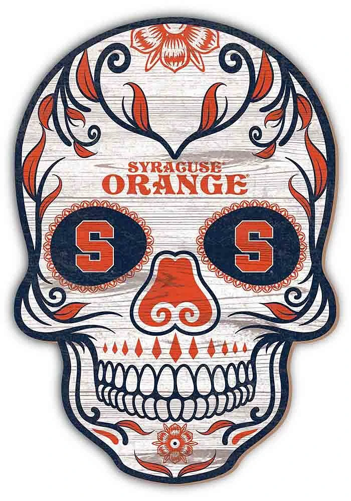 Syracuse Orange 12 Inch Sugar Skull Sign - Orange