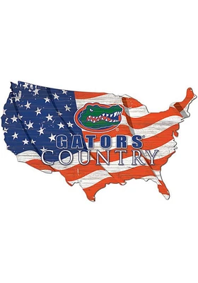 Florida Gators USA Shape Flag Cutout Sign - Orange