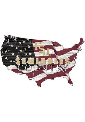 Florida State Seminoles USA Shape Flag Cutout Sign - Red
