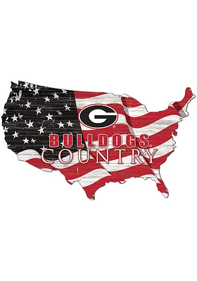Georgia Bulldogs USA Shape Flag Cutout Sign - Red
