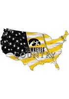 Iowa Hawkeyes USA Shape Flag Cutout Sign - Black