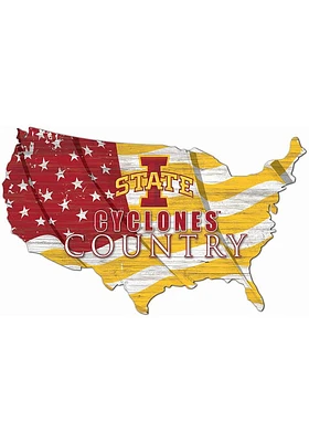 Iowa State Cyclones USA Shape Flag Cutout Sign - Red