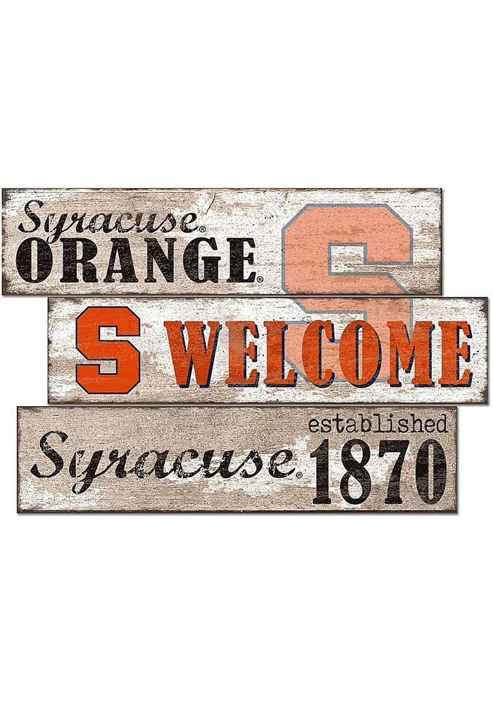Syracuse Orange Welcome 3 Plank Sign - Orange