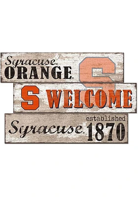 Syracuse Orange Welcome 3 Plank Sign - Orange