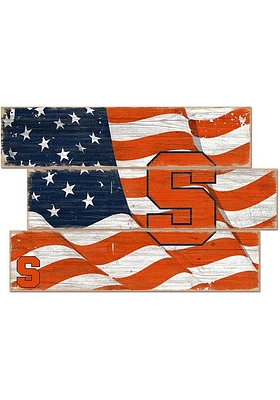 Syracuse Orange Flag 3 Plank Sign - Orange