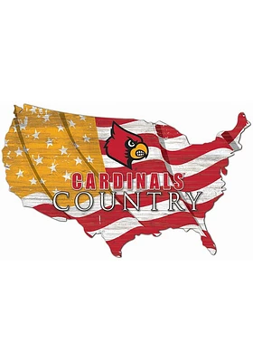 Louisville Cardinals USA Shape Flag Cutout Sign - Red