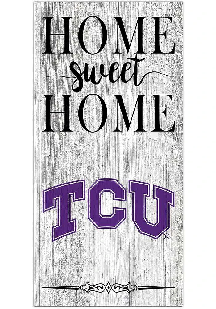 TCU Horned Frogs Home Sweet Home Whitewashed Sign - Purple