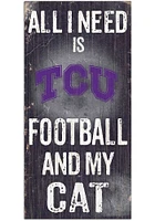 TCU Horned Frogs Football and My Cat Sign - Purple