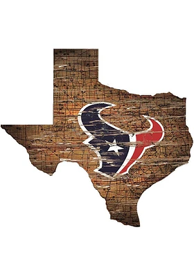 Houston Texans Distressed State 24 Inch Sign - Brown