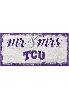 TCU Horned Frogs Script Mr and Mrs Sign - Purple