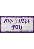 TCU Horned Frogs Script Mr and Mrs Sign - Purple