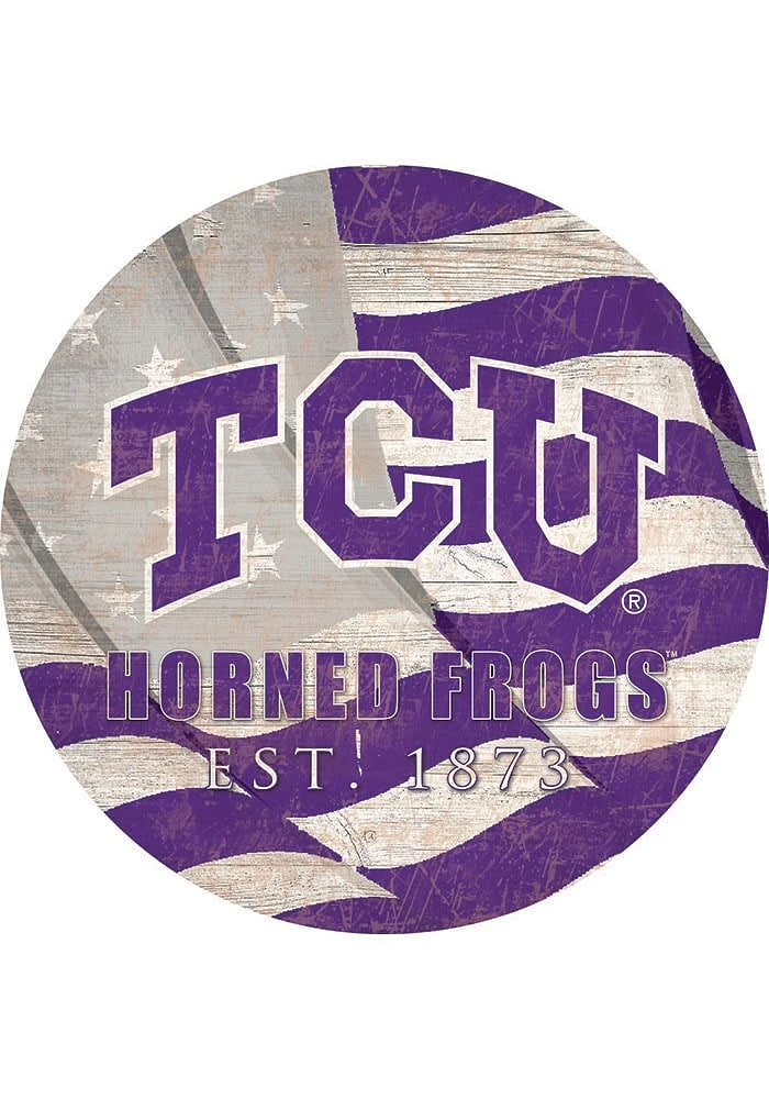 TCU Horned Frogs 24in Flag Circle Sign - Purple