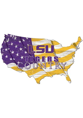 LSU Tigers USA Shape Flag Cutout Sign - Purple