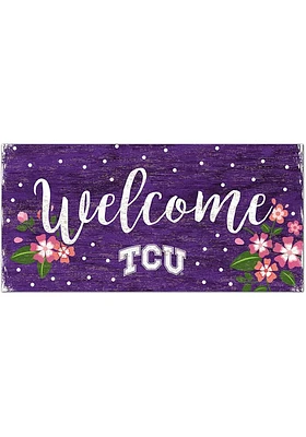 TCU Horned Frogs Welcome Floral Sign - Purple