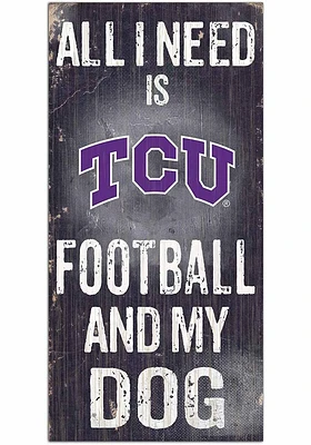TCU Horned Frogs Football and My Dog Sign - Purple