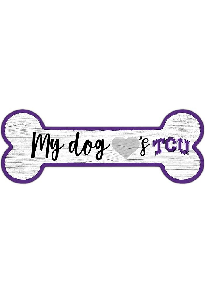 TCU Horned Frogs Dog Bone 6x12 Sign - Purple