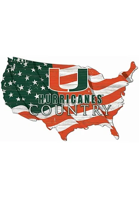 Miami Hurricanes USA Shape Flag Cutout Sign - Orange