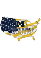 Michigan Wolverines USA Shape Flag Cutout Sign - Blue