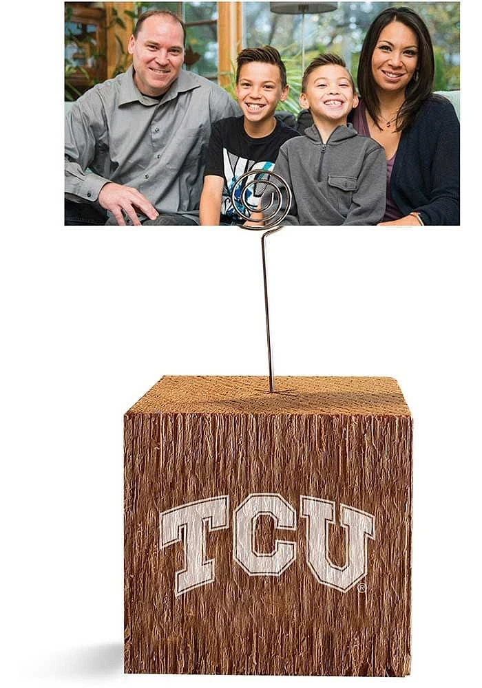 TCU Horned Frogs Block Spiral Photo Holder Purple Desk Accessory