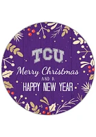TCU Horned Frogs Merry Christmas and New Year Circle Sign - Purple