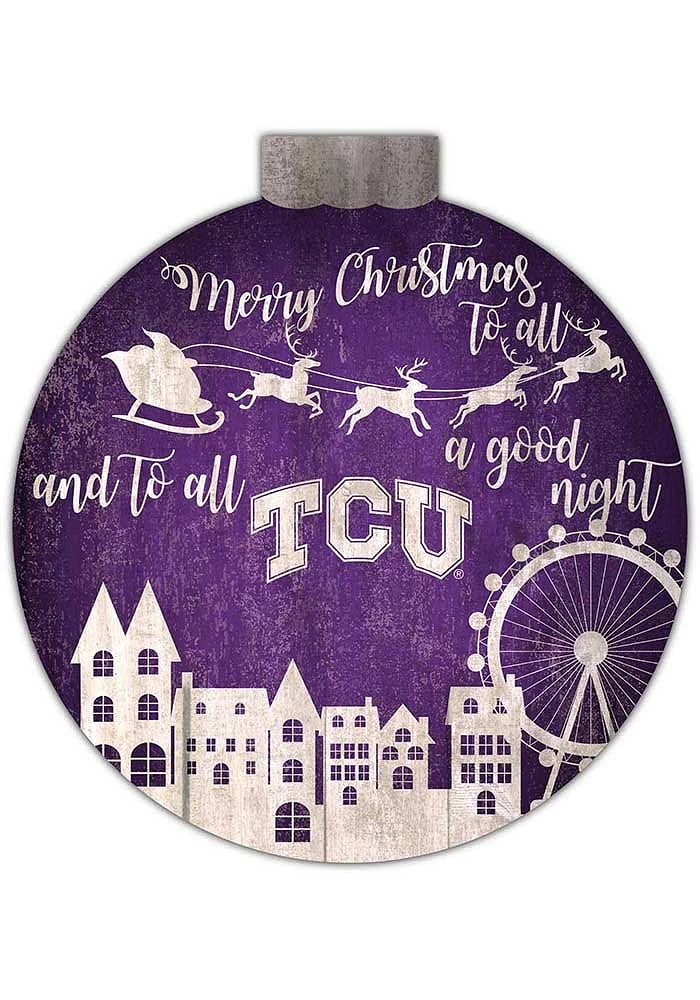 TCU Horned Frogs Christmas Village Sign - Purple
