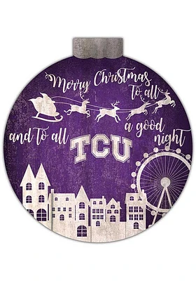 TCU Horned Frogs Christmas Village Sign - Purple