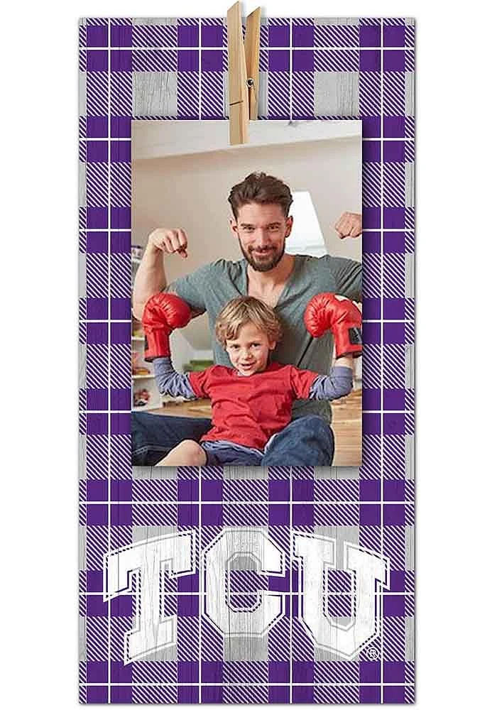 TCU Horned Frogs Plaid Clothespin Sign - Purple