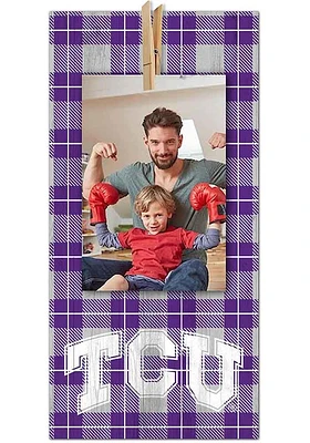 TCU Horned Frogs Plaid Clothespin Sign - Purple