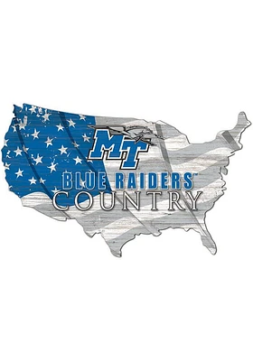 Middle Tennessee Blue Raiders USA Shape Flag Cutout Sign - Blue
