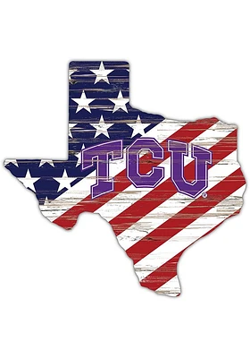 TCU Horned Frogs 12 Inch USA State Cutout Sign - Purple