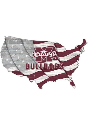 Mississippi State Bulldogs USA Shape Flag Cutout Sign - Red