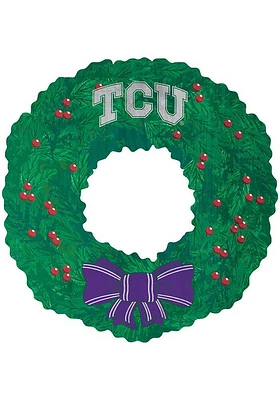 TCU Horned Frogs Team Wreath 16 Inch Sign - Purple