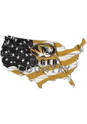 Missouri Tigers USA Shape Flag Cutout Sign - Gold