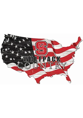 NC State Wolfpack USA Shape Flag Cutout Sign - Red