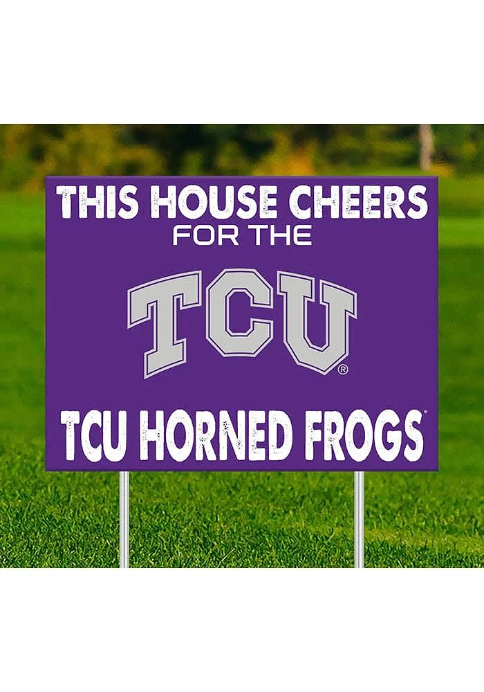TCU Horned Frogs This House Cheers For Yard Sign - Purple
