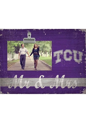 TCU Horned Frogs Mr and Mrs Clip Picture Frame - Purple