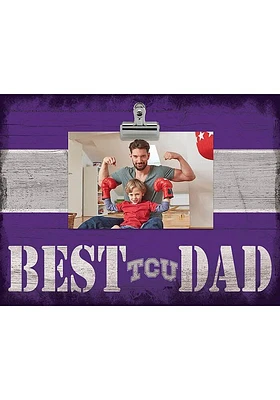 TCU Horned Frogs Best Dad Striped Clip Picture Frame - Purple